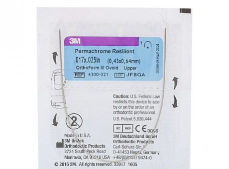 Дуга стальная Unitek Permachrome Resilient .016x.016  НЧ  ФIII 3М