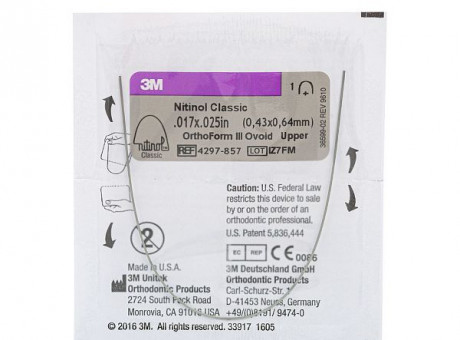 Дуга нитиноловая Unitek Classic .019x.025 ВЧ  ФIII 3М